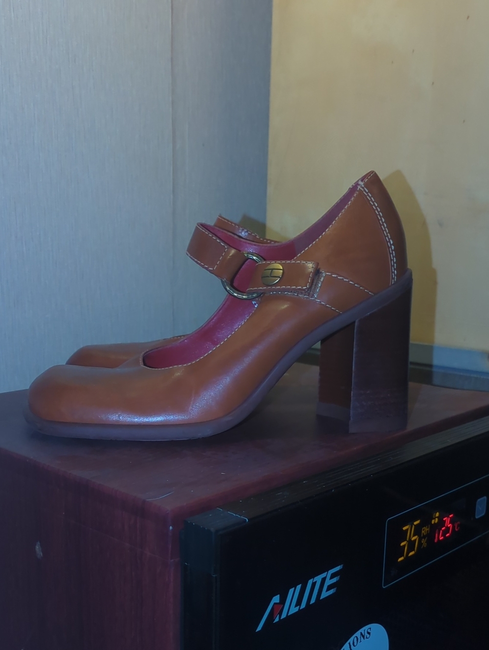 Tommy Hilfiger Brown Mary Jane Block Heel Pumps